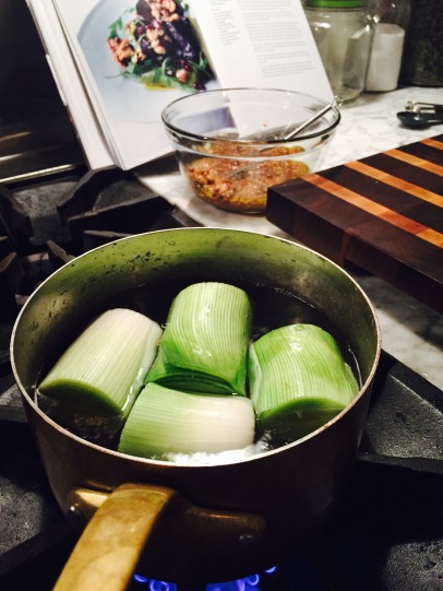 Preparing the Spicy Beet and Leek Salad